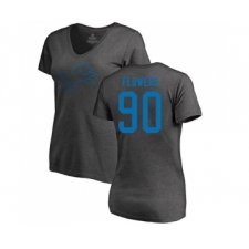 Football Women's Detroit Lions #90 Trey Flowers Ash One Color T-Shirt