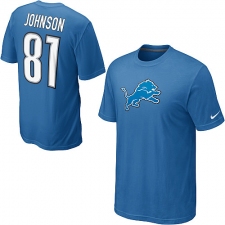 Nike Detroit Lions #81 Calvin Johnson Name & Number NFL T-Shirt - Blue