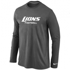 Nike Detroit Lions Authentic Font Long Sleeve NFL T-Shirt - Dark Grey