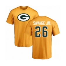 Football Green Bay Packers #26 Darnell Savage Jr. Gold Name & Number Logo T-Shirt
