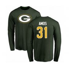 Football Green Bay Packers #31 Adrian Amos Green Name & Number Logo Long Sleeve T-Shirt