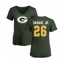 Football Women's Green Bay Packers #26 Darnell Savage Jr. Green Name & Number Logo T-Shirt