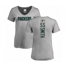 Football Women's Green Bay Packers #55 Za'Darius Smith Ash Backer V-Neck T-Shirt