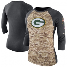 NFL Women's Green Bay Packers Nike Camo Charcoal Salute to Service Legend Three-Quarter Raglan Sleeve T-Shirt