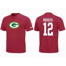 Nike Green Bay Packers #12 Aaron Rodgers Name & Number NFL T-Shirt - Red