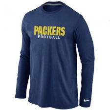 Nike Green Bay Packers Authentic Font Long Sleeve NFL T-Shirt - Dark Blue