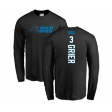 Football Carolina Panthers #3 Will Grier Black Backer Long Sleeve T-Shirt