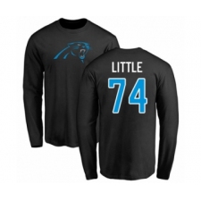Football Carolina Panthers #74 Greg Little Black Name & Number Logo Long Sleeve T-Shirt