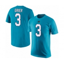 Football Men's Carolina Panthers #3 Will Grier Blue Rush Pride Name & Number T-Shirt