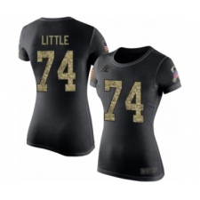 Football Women's Carolina Panthers #74 Greg Little Black Camo Salute to Service T-Shirt