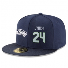NFL Seattle Seahawks #24 Marshawn Lynch Stitched Snapback Adjustable Player Hat - Navy/Grey