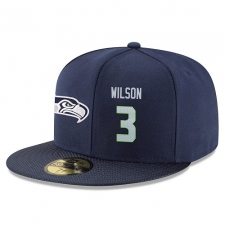 NFL Seattle Seahawks #3 Russell Wilson Stitched Snapback Adjustable Player Hat - Navy/Grey