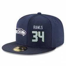 NFL Seattle Seahawks #34 Thomas Rawls Stitched Snapback Adjustable Player Hat - Navy/Grey