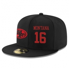 NFL San Francisco 49ers #16 Joe Montana Stitched Snapback Adjustable Player Rush Hat - Black/Red