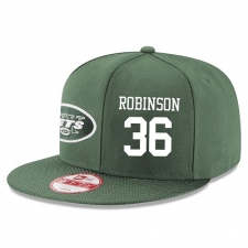 NFL New York Jets #36 Rashard Robinson Stitched Snapback Adjustable Player Hat - Green/White