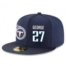 NFL Tennessee Titans #27 Eddie George Stitched Snapback Adjustable Player Hat - Navy/White