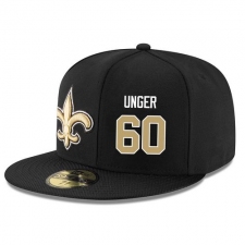 NFL New Orleans Saints #60 Max Unger Stitched Snapback Adjustable Player Hat - Black/Gold