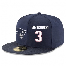 NFL New England Patriots #3 Stephen Gostkowski Stitched Snapback Adjustable Player Hat - Navy/White