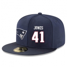NFL New England Patriots #41 Cyrus Jones Stitched Snapback Adjustable Player Hat - Navy/White