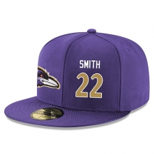 NFL Baltimore Ravens #22 Jimmy Smith Stitched Snapback Adjustable Player Rush Hat - Purple/Gold