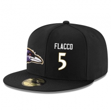 NFL Baltimore Ravens #5 Joe Flacco Stitched Snapback Adjustable Player Hat - Black/White