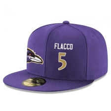 NFL Baltimore Ravens #5 Joe Flacco Stitched Snapback Adjustable Player Rush Hat - Purple/Gold