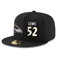NFL Baltimore Ravens #52 Ray Lewis Stitched Snapback Adjustable Player Hat - Black/White