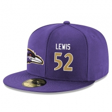 NFL Baltimore Ravens #52 Ray Lewis Stitched Snapback Adjustable Player Rush Hat - Purple/Gold