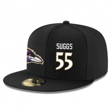 NFL Baltimore Ravens #55 Terrell Suggs Stitched Snapback Adjustable Player Hat - Black/White