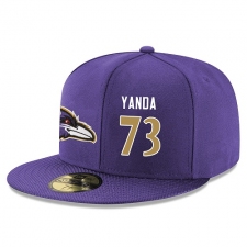 NFL Baltimore Ravens #73 Marshal Yanda Stitched Snapback Adjustable Player Rush Hat - Purple/Gold