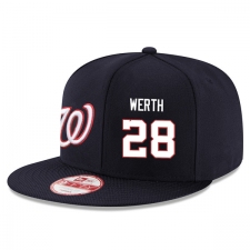 MLB Men's Washington Nationals #28 Jayson Werth Stitched New Era Snapback Adjustable Player Hat - Navy/White