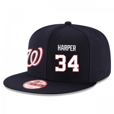 MLB Men's Washington Nationals #34 Bryce Harper Stitched New Era Snapback Adjustable Player Hat - Navy/White