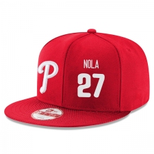 MLB Men's Philadelphia Phillies #27 Aaron Nola Stitched New Era Snapback Adjustable Player Hat - Red/White