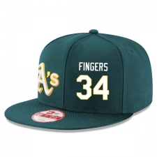 MLB Men's Oakland Athletics #34 Rollie Fingers Stitched New Era Snapback Adjustable Player Hat - Green/White