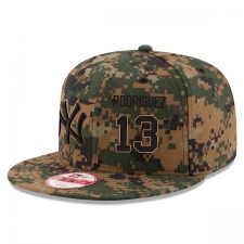 MLB Men's New York Yankees #13 Alex Rodriguez New Era Digital Camo 2016 Memorial Day 9FIFTY Snapback Adjustable Hat