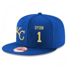 MLB Men's New Era Kansas City Royals #1 Jarrod Dyson Stitched Snapback Adjustable Player Hat - Royal Blue/Gold