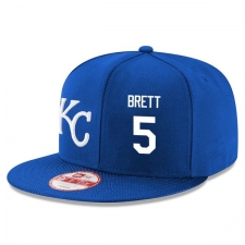 MLB Men's New Era Kansas City Royals #5 George Brett Stitched Snapback Adjustable Player Hat - Royal Blue/White