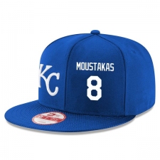 MLB Men's New Era Kansas City Royals #8 Mike Moustakas Stitched Snapback Adjustable Player Hat - Royal Blue/White