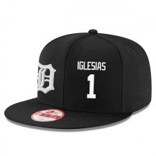 MLB Men's New Era Detroit Tigers #1 Jose Iglesias Stitched Snapback Adjustable Player Hat - Black/White