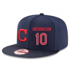 MLB Majestic Cleveland Indians #10 Edwin Encarnacion Stitched Snapback Adjustable Player Hat - Navy/Red