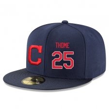 MLB Majestic Cleveland Indians #25 Jim Thome Snapback Adjustable Player Hat - Navy/Red