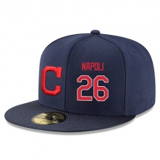 MLB Majestic Cleveland Indians #26 Mike Napoli Snapback Adjustable Player Hat - Navy/Red