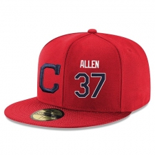 MLB Majestic Cleveland Indians #37 Cody Allen Snapback Adjustable Player Hat - Red/Navy