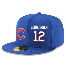 MLB Majestic Chicago Cubs #12 Kyle Schwarber Snapback Adjustable Player Hat - Royal Blue/White