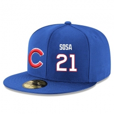 MLB Majestic Chicago Cubs #21 Sammy Sosa Snapback Adjustable Player Hat - Royal Blue/White
