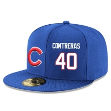 MLB Majestic Chicago Cubs #40 Willson Contreras Snapback Adjustable Player Hat - Royal Blue/White