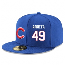 MLB Majestic Chicago Cubs #49 Jake Arrieta Snapback Adjustable Player Hat - Royal Blue/White