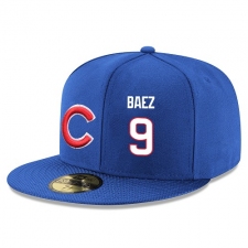 MLB Majestic Chicago Cubs #9 Javier Baez Snapback Adjustable Player Hat - Royal Blue/White