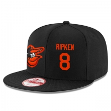 MLB Men's New Era Baltimore Orioles #8 Cal Ripken Stitched Snapback Adjustable Player Hat - Black/Orange