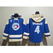 Men's Toronto Blue Jays #4 George Springer Royal Ageless Must-Have Lace-Up Pullover Hoodie